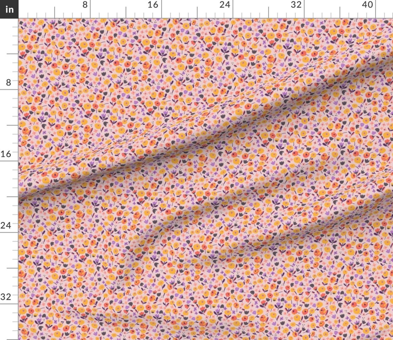 Ditsy Spring Flowers Multicolor Floral Botanical Pink Yellow Small Scale Garden Modern Custom Printed Fabric by Spoonflower Various Fabrics by the Yard or Fat Quarter